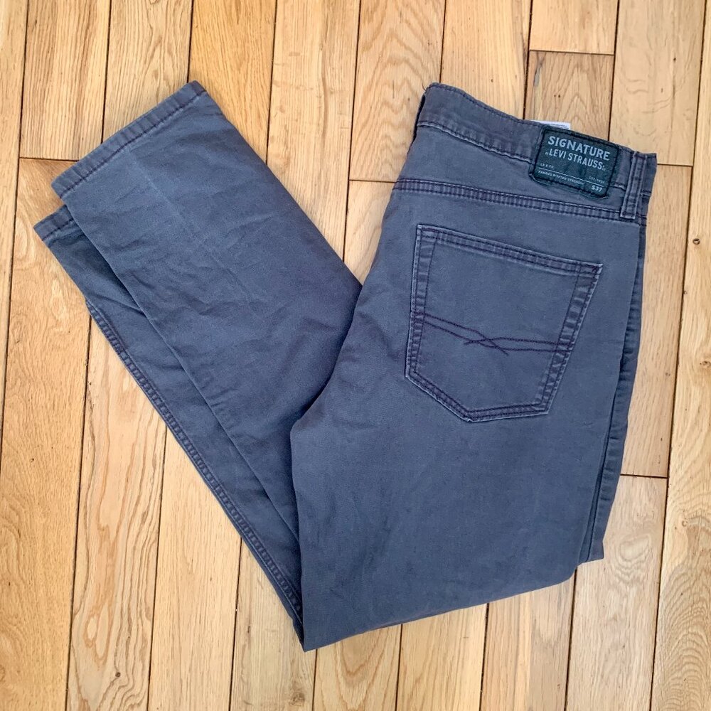 levi straus signature jeans mens Slim 36x30 S37 Gray Denim Light Fades